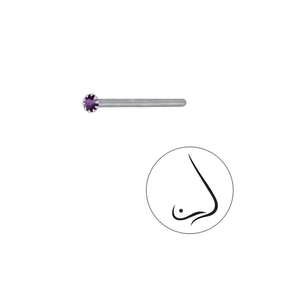 1.5 mm Round Crystal Silver Nose Stud Pack of 10-0