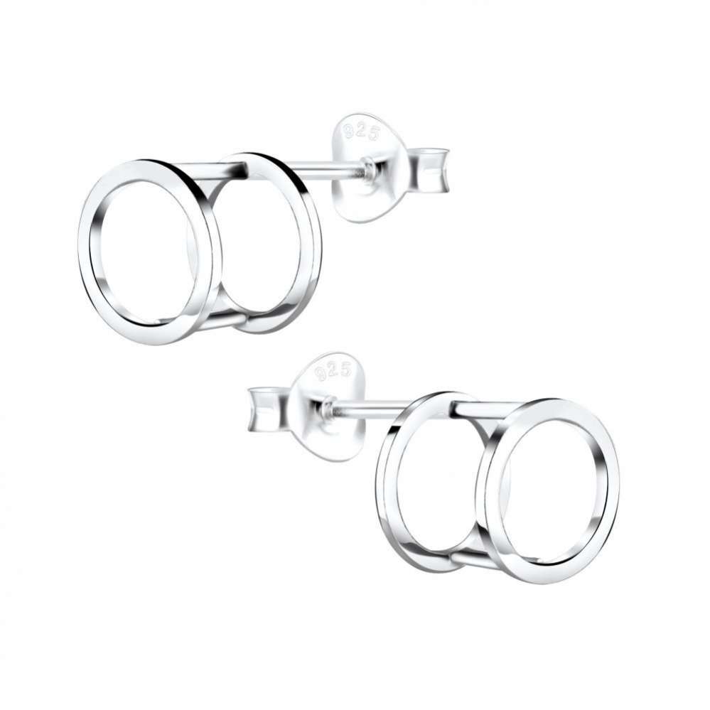 Silver Geometric Stud Earrings-0