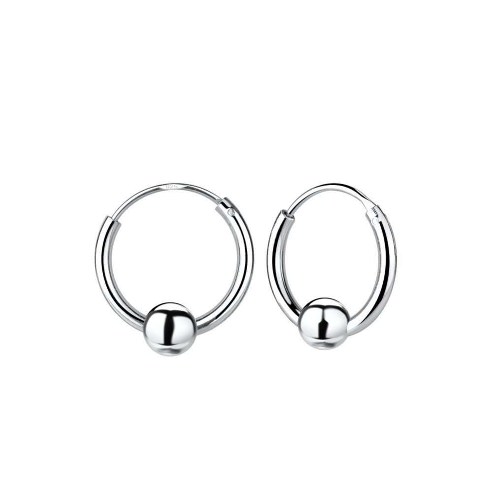 Silver Ball Hoop Earrings-0