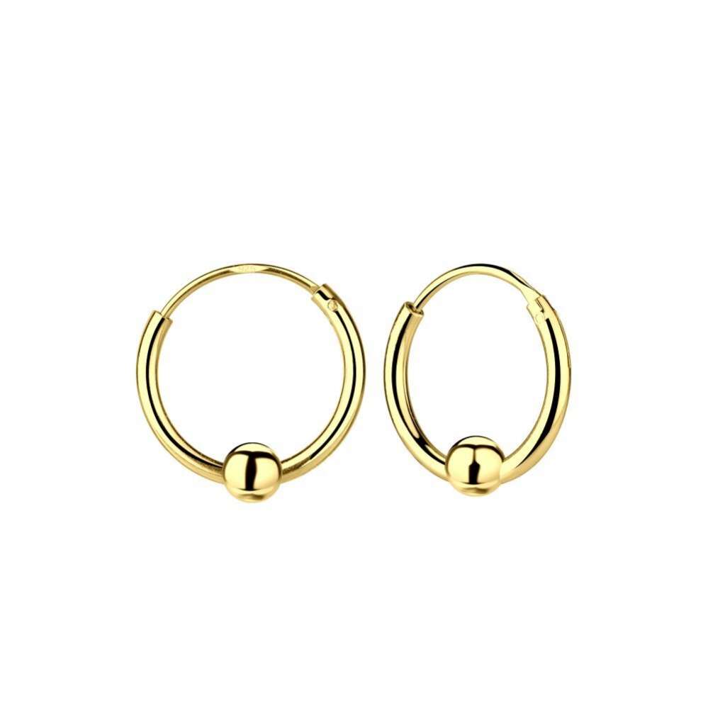 14K Gold Plated Silver Ball Hoop Earrings-0