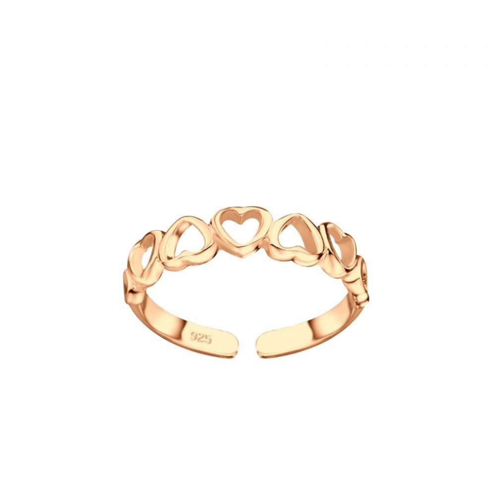Rose Gold Plated Silver Heart Toe Ring-0