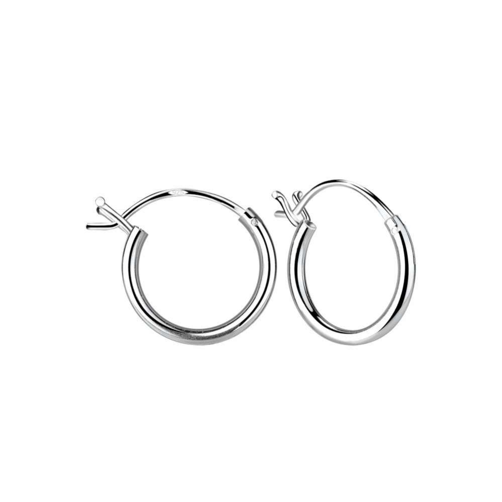 Silver French Lock Hoop Earrings