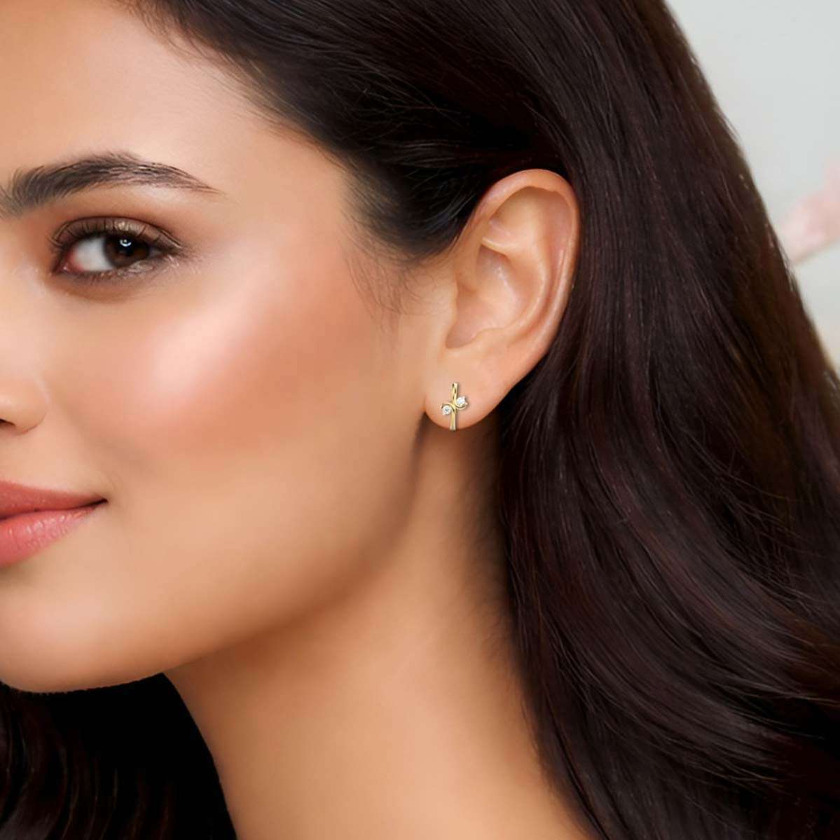 Emma Loop Diamond Hoop Earrings-4