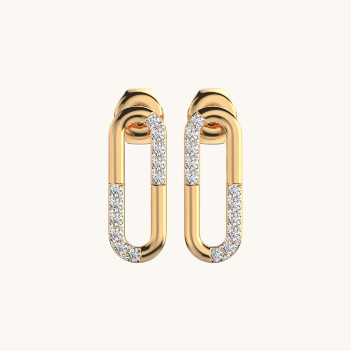 Charming Diamond Link Stud Earrings-0