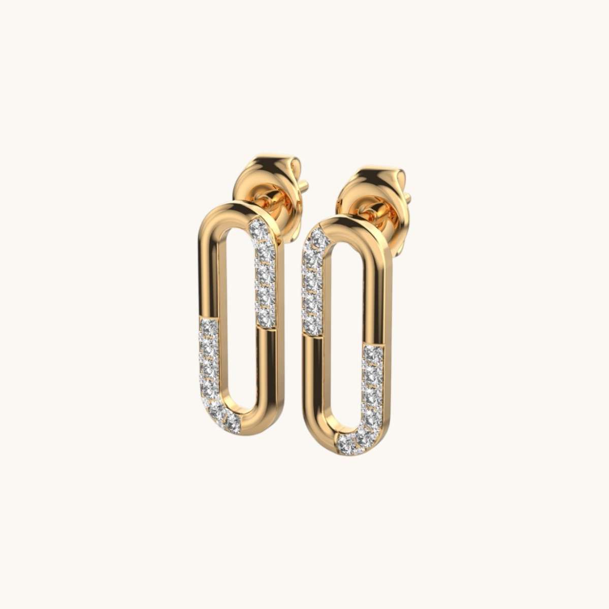 Charming Diamond Link Stud Earrings-1