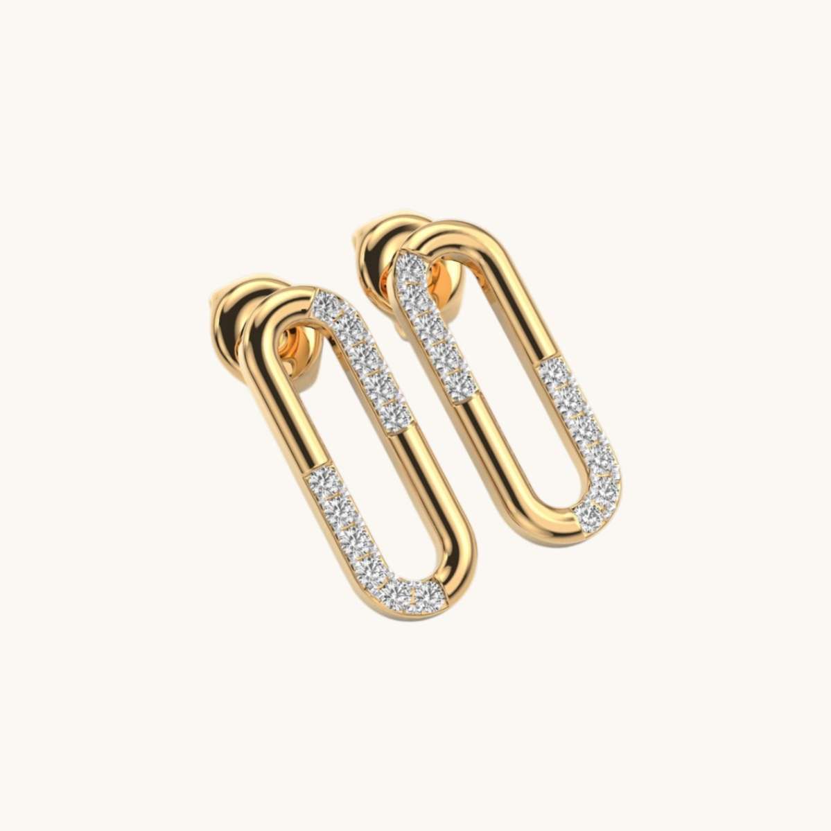 Charming Diamond Link Stud Earrings-2