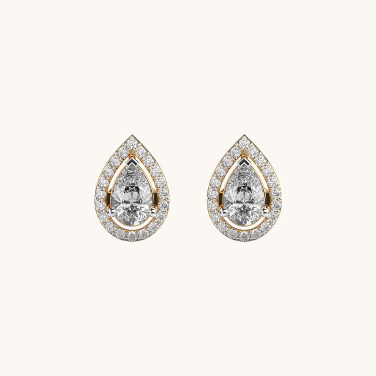 Aria Pear Shape Diamond Ear Studs-0