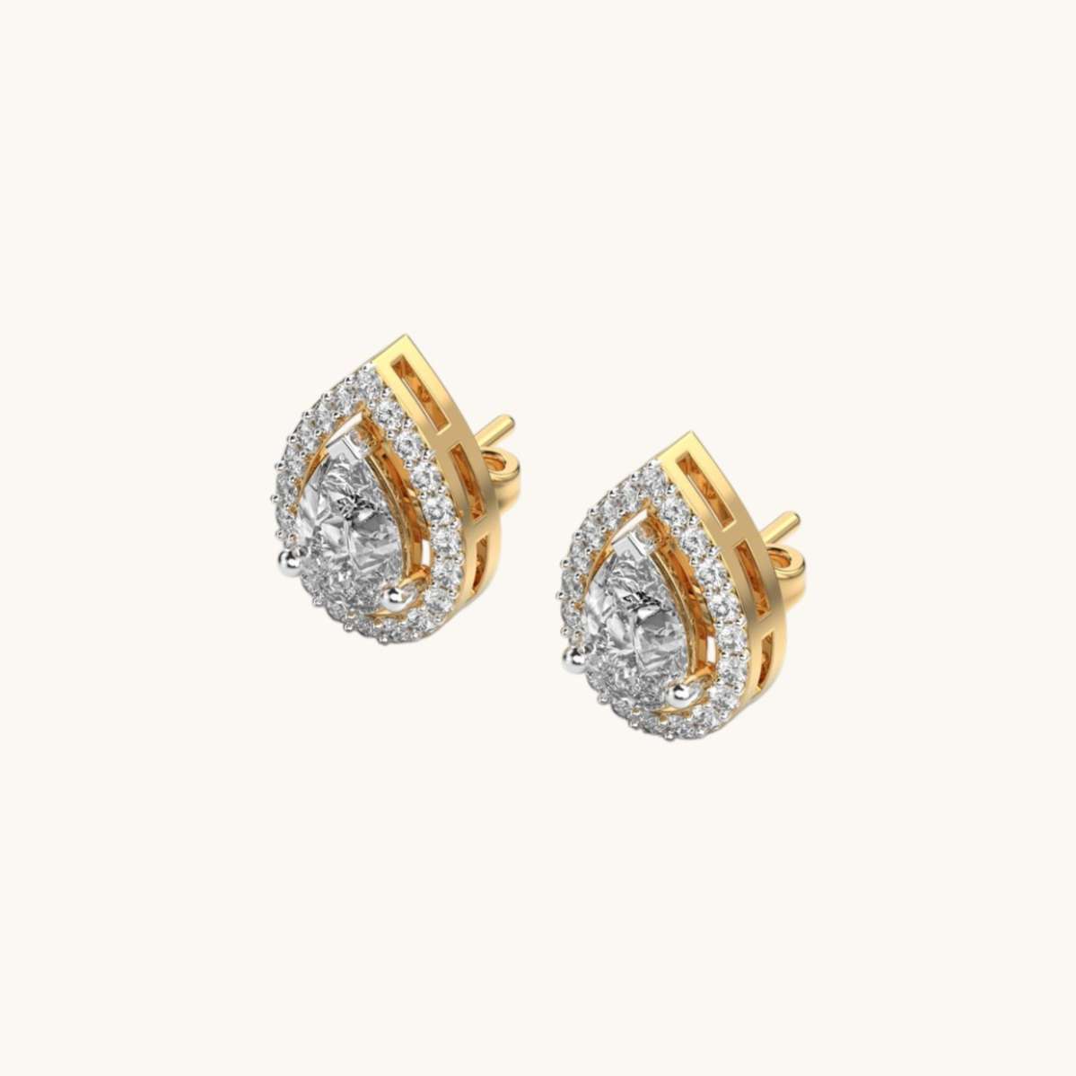Aria Pear Shape Diamond Ear Studs-1