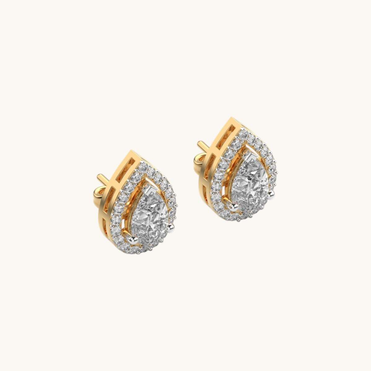 Aria Pear Shape Diamond Ear Studs-2