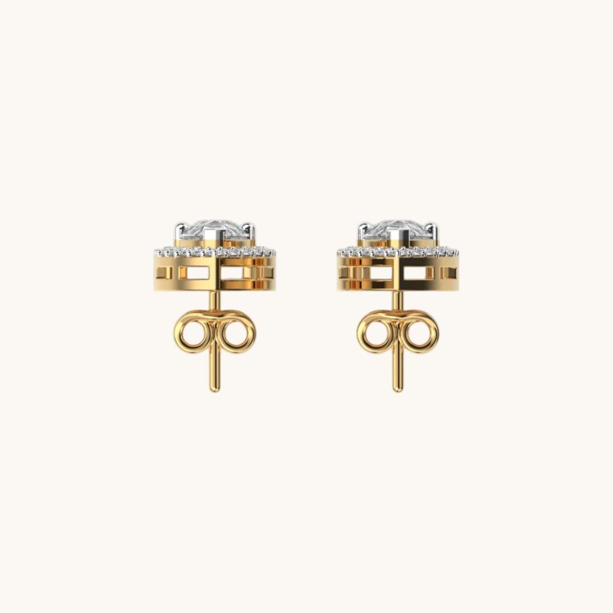 Aria Pear Shape Diamond Ear Studs-3
