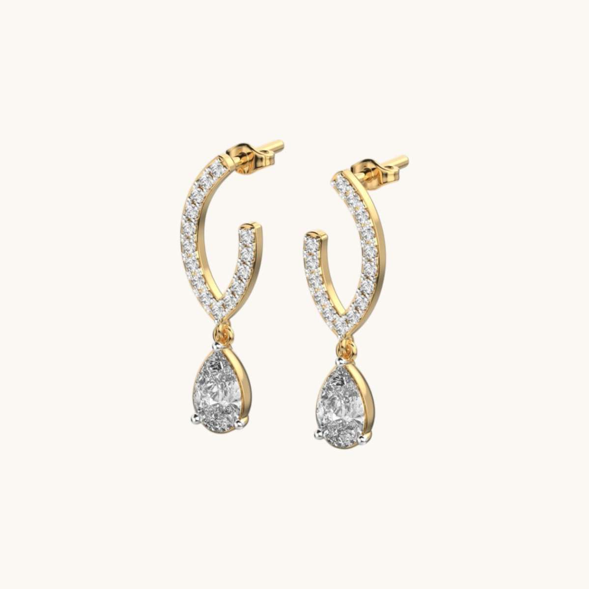 Tulip Pear Diamond Earrings-1