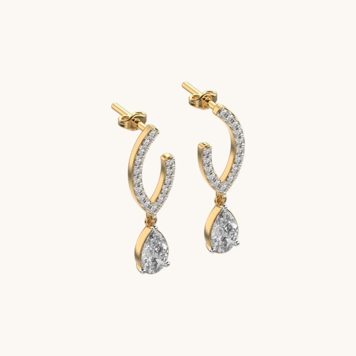 Tulip Pear Diamond Earrings-2