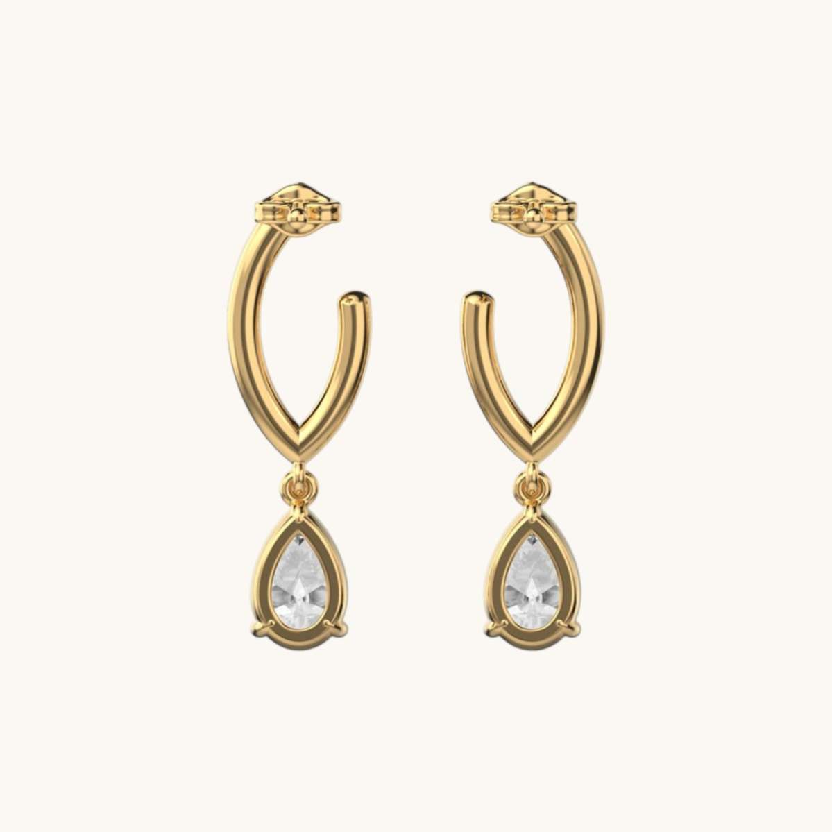 Tulip Pear Diamond Earrings-3