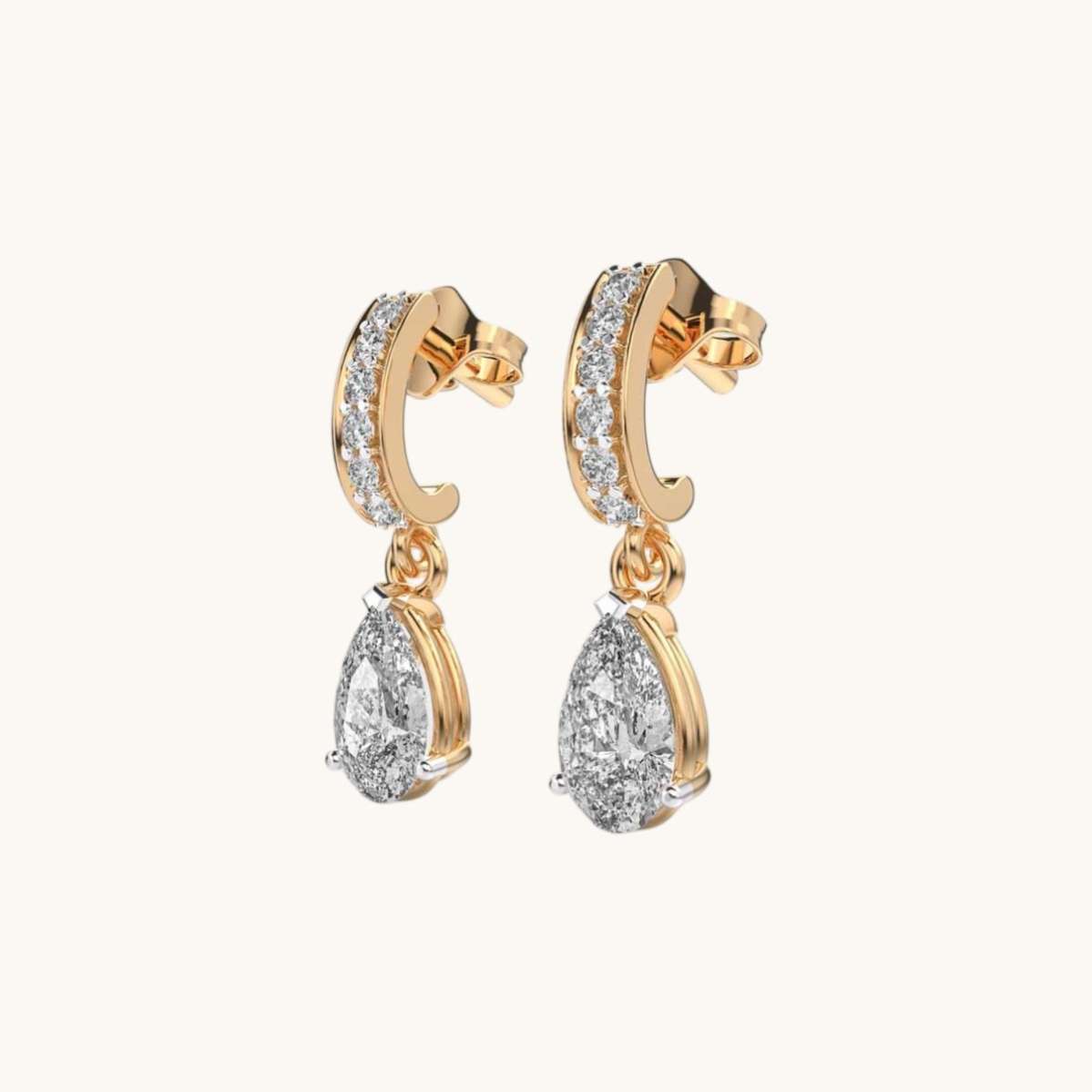 Classic Pear Diamond Drop Earrings-1