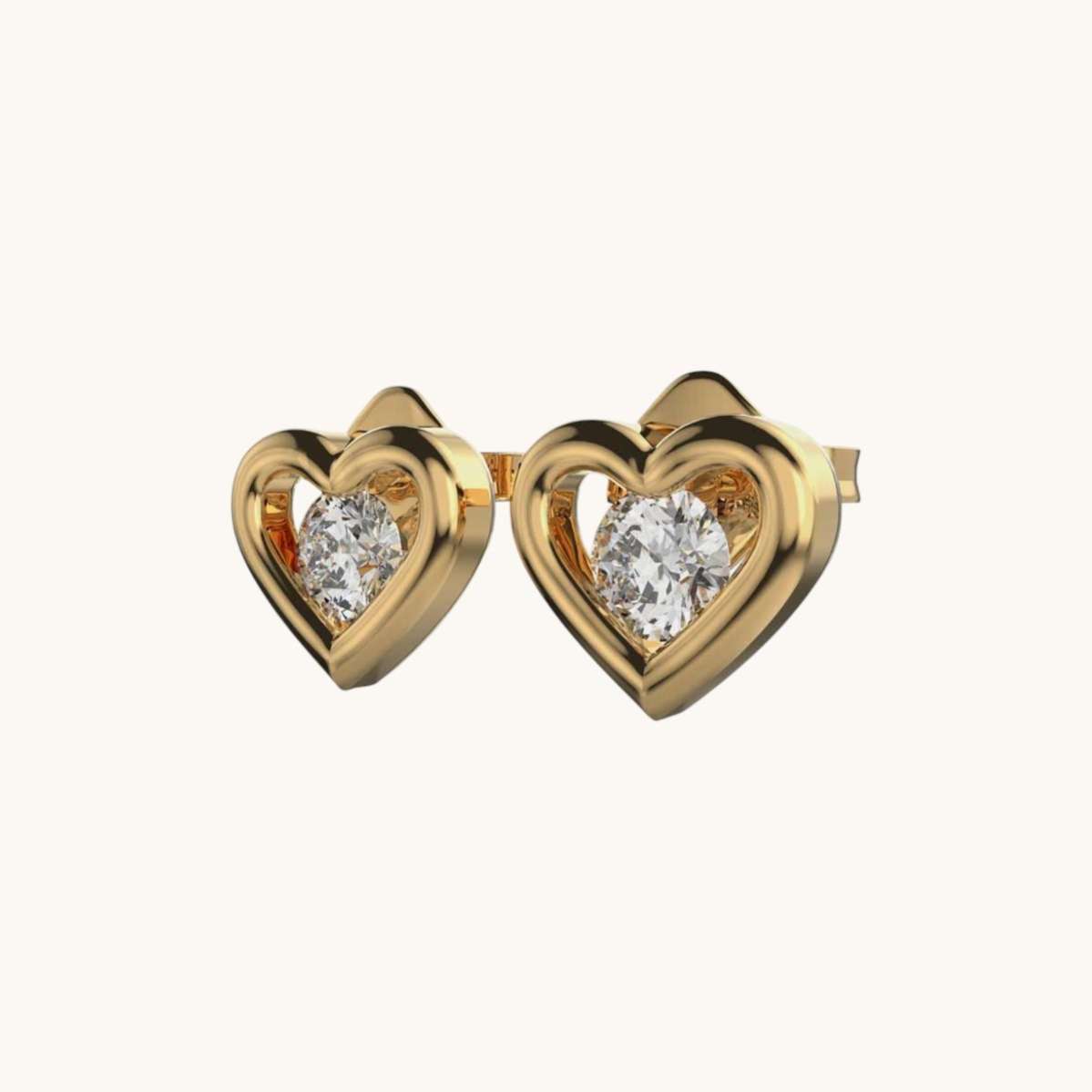 Solitaire Heart Diamond Studs-1