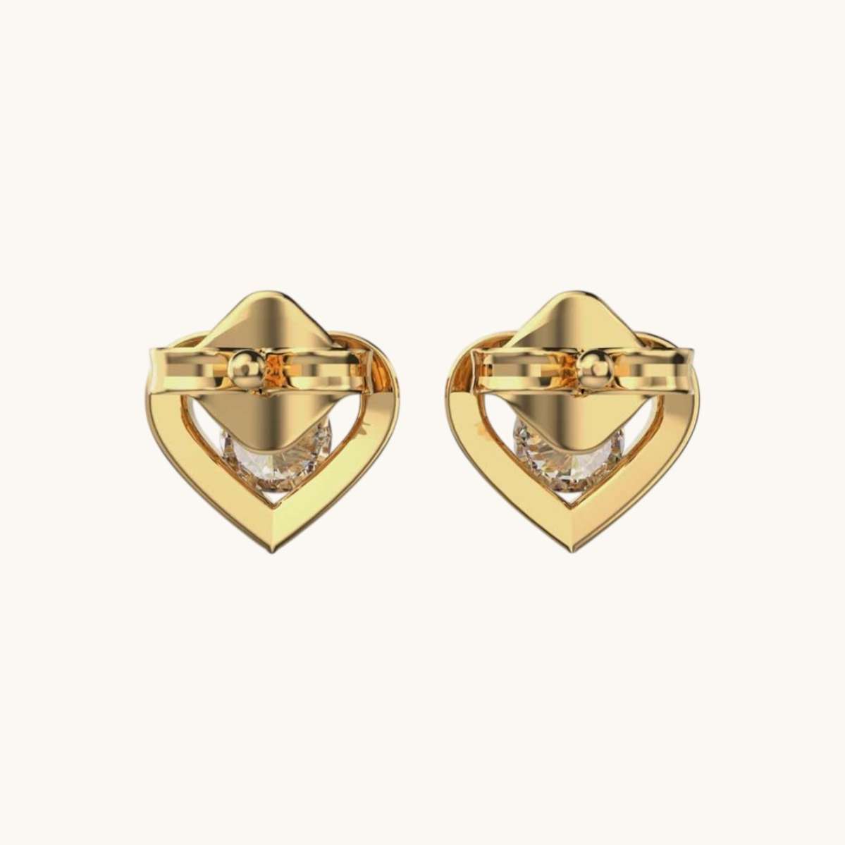 Solitaire Heart Diamond Studs-3
