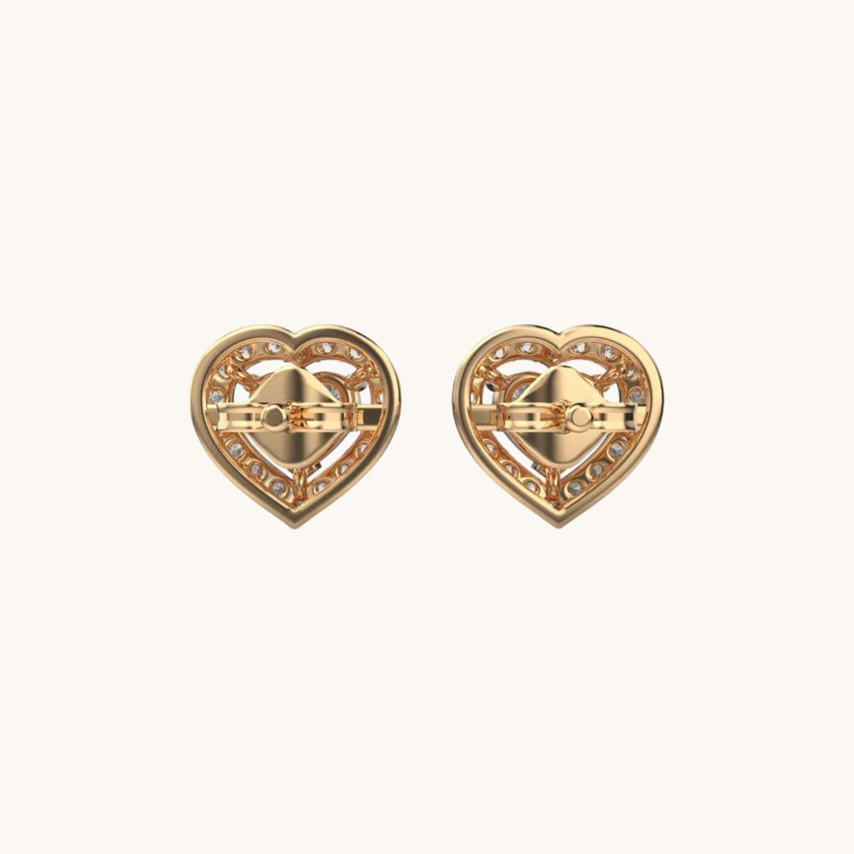 Halo Heart Cut Diamond Ear Studs-2