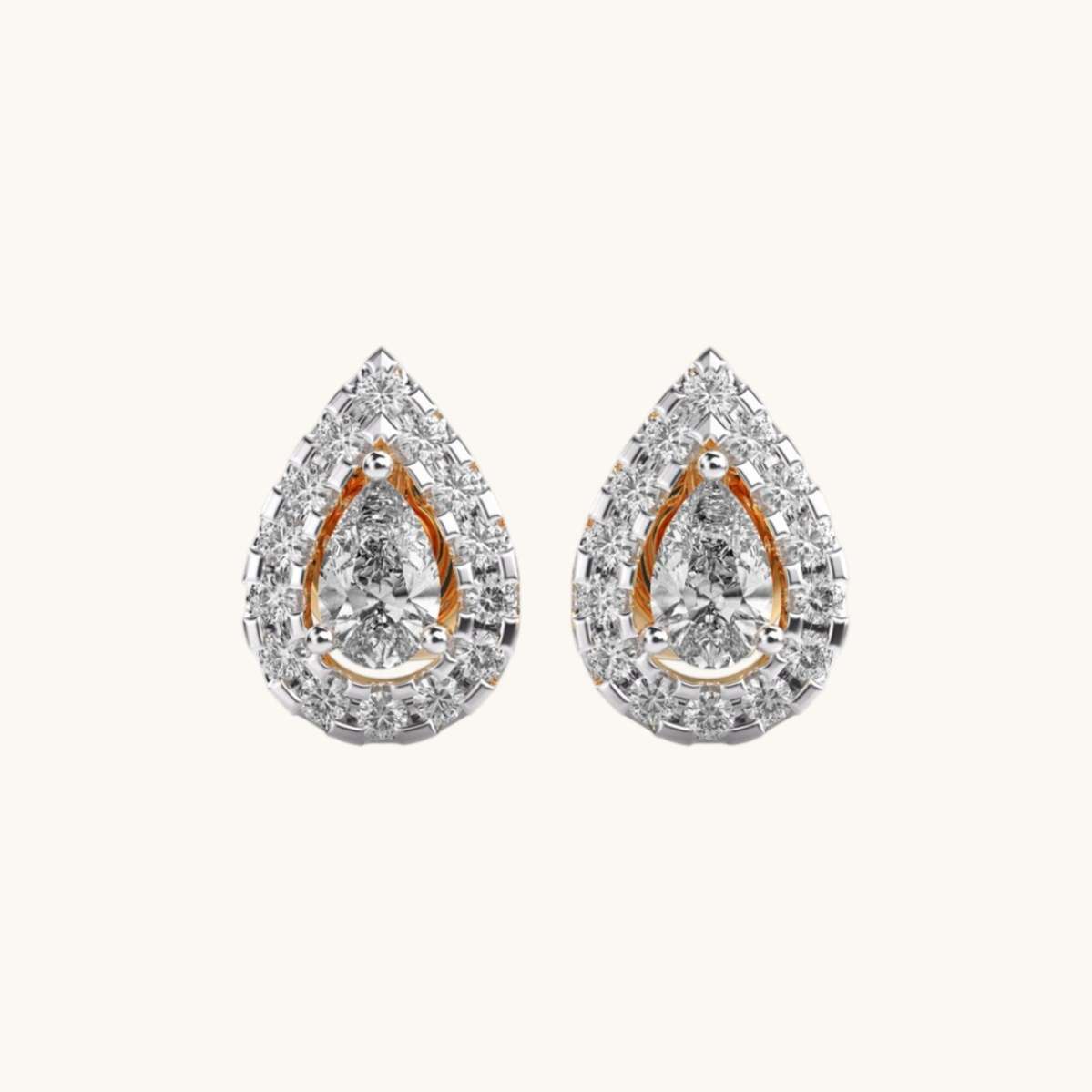Pear Cut Peony Diamond Earrings-0