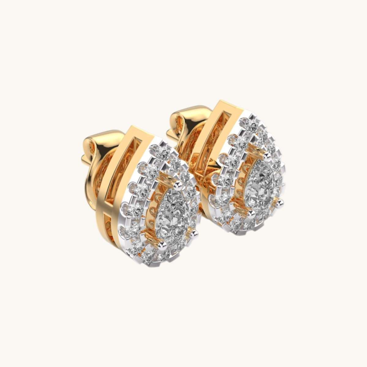 Pear Cut Peony Diamond Earrings-2