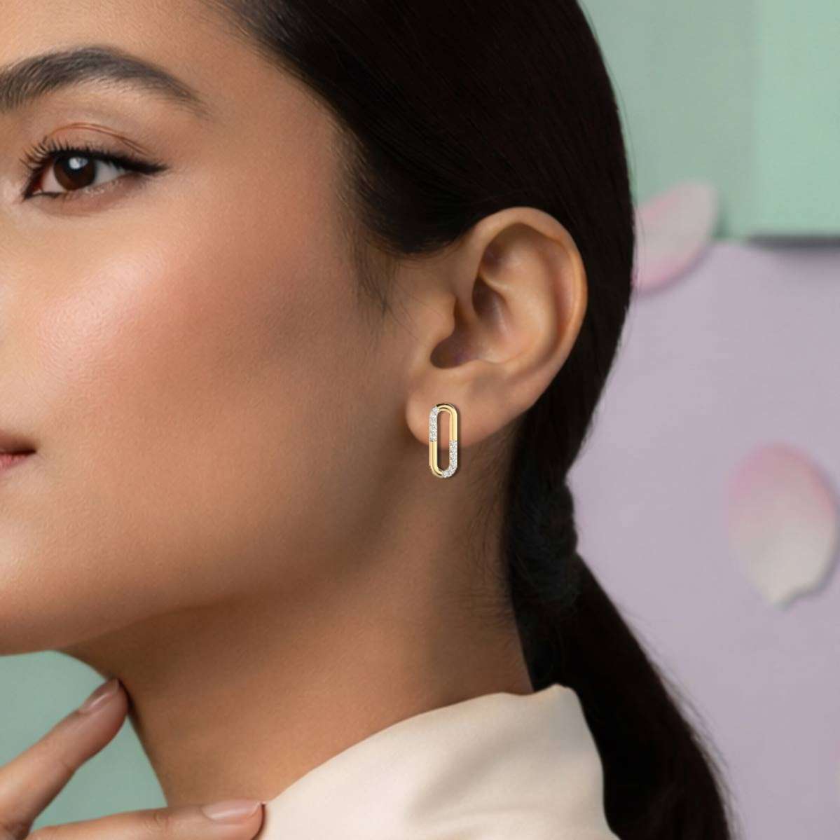 Charming Diamond Link Stud Earrings-4