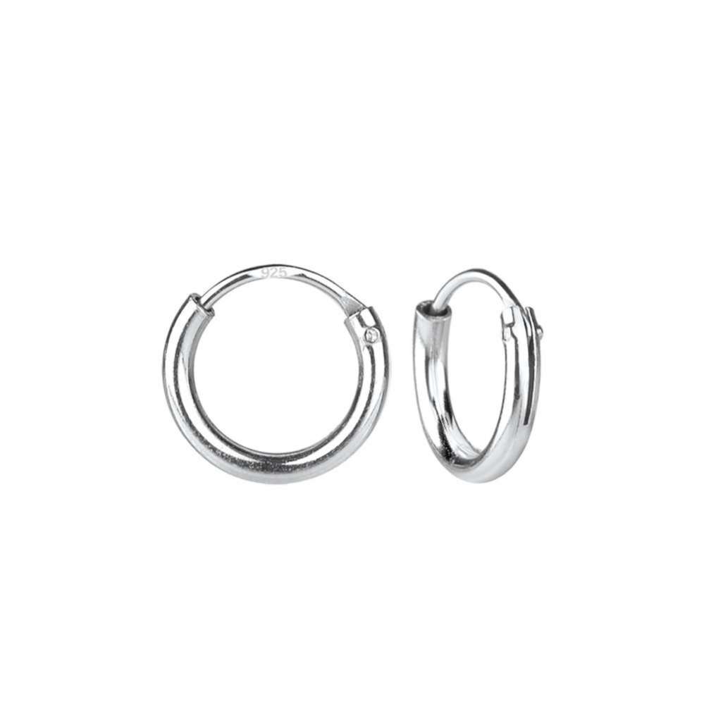 12 mm Silver Thick Hoop Earrings-0