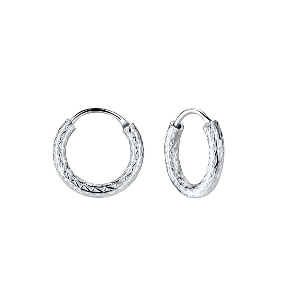 Silver Pattern Hoop Earrings-0