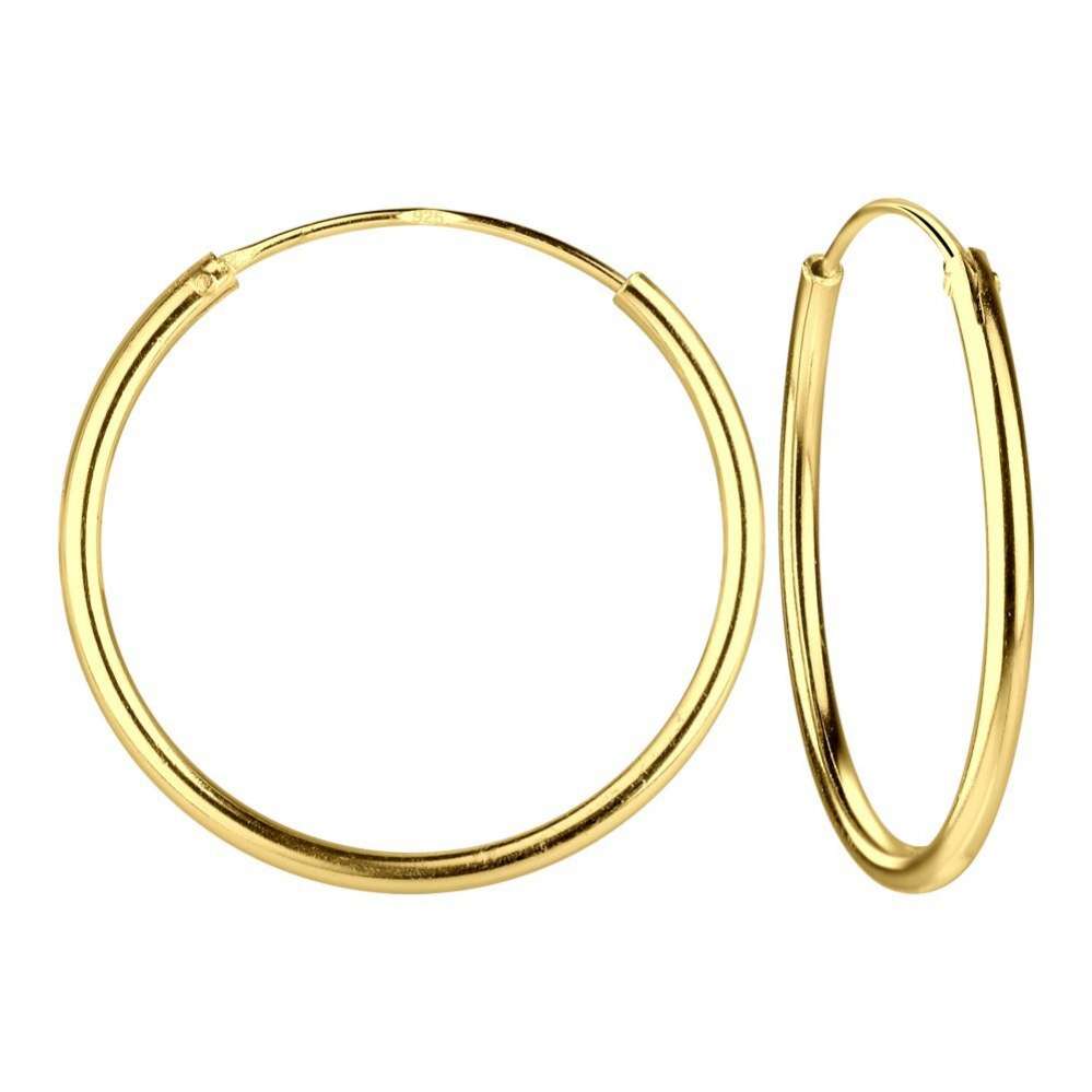 14k Gold Plated 25 mm Silver Hoop Earrings-0