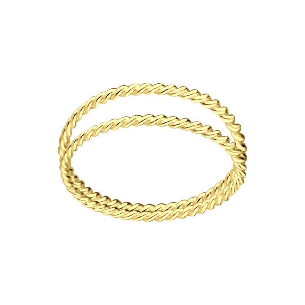 14k Gold Plated Silver Twisted Double Line Ring-0