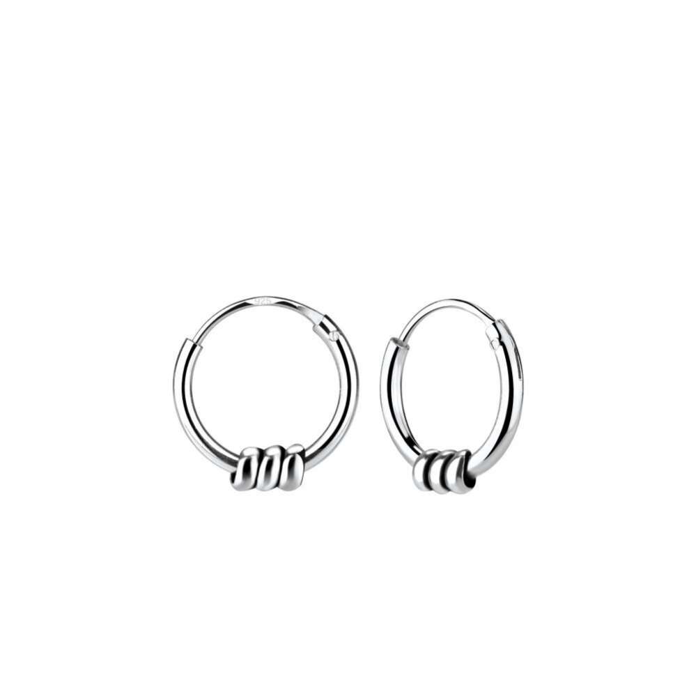 12 mm Silver Bali Hoop Earrings-0