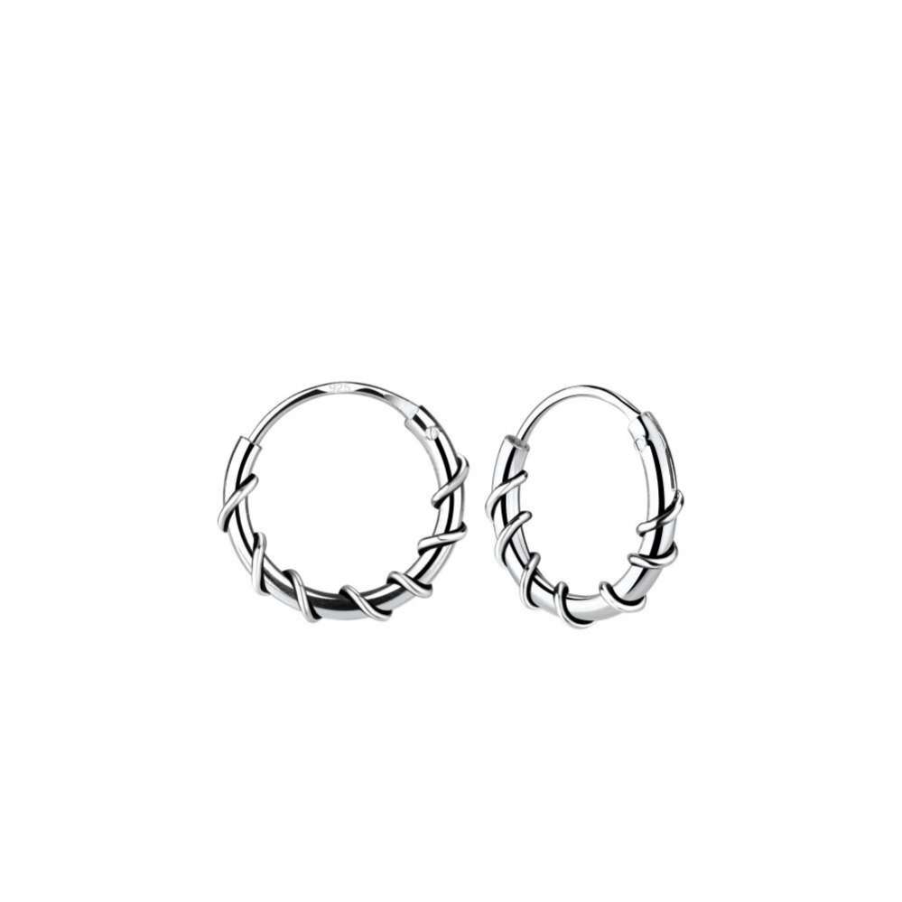 10 mm Silver Bali Hoop Earrings-0