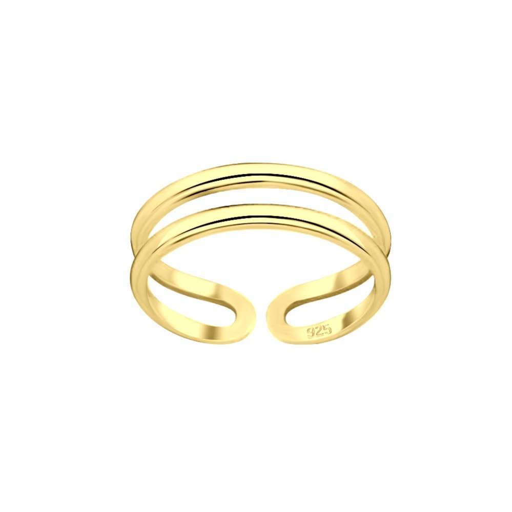 Silver Double Line Adjustable Toe Ring-0