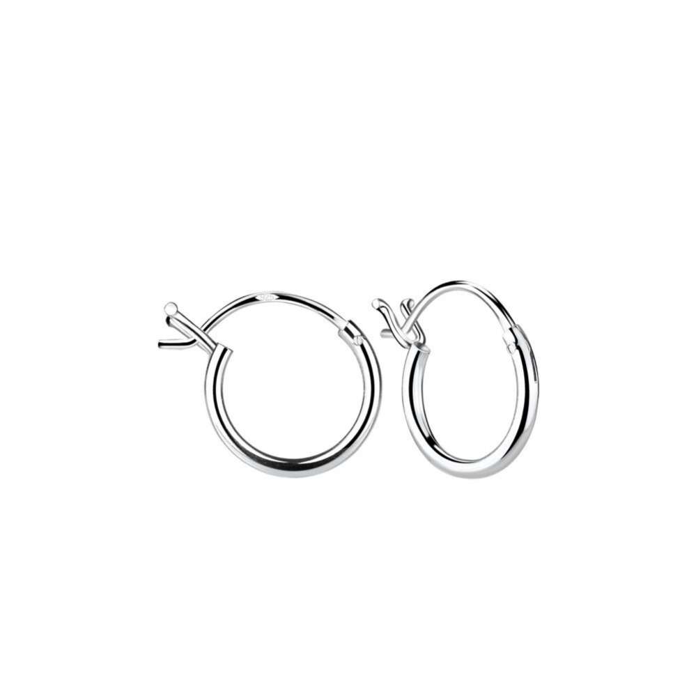 Silver French Lock Hoop Earrings-0