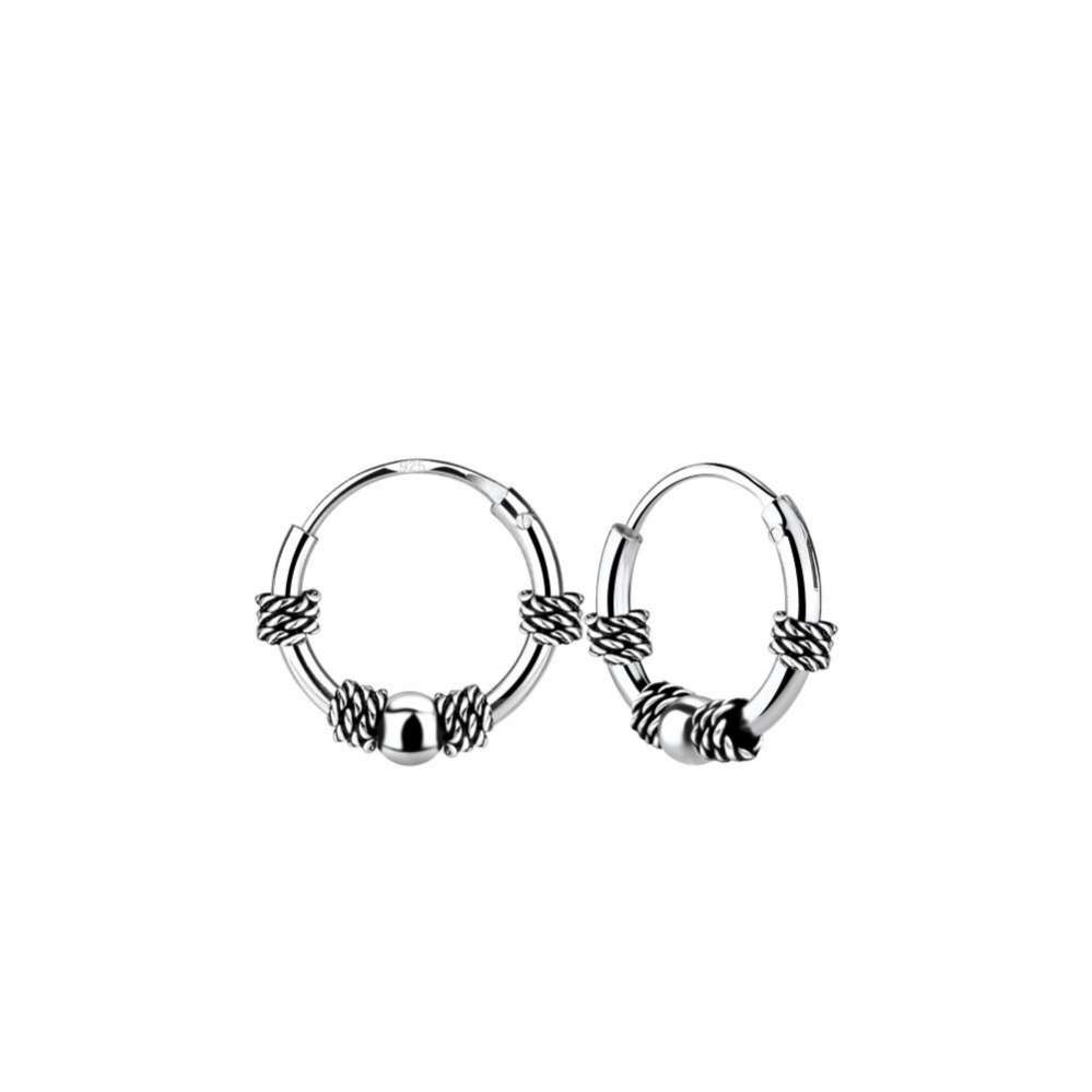 10mm Silver Bali Hoop Earrings-0