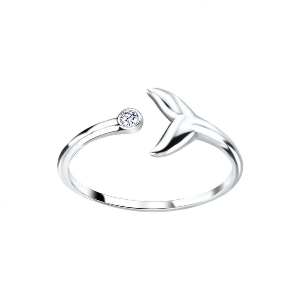 Silver Whale Tail Open Ring-0