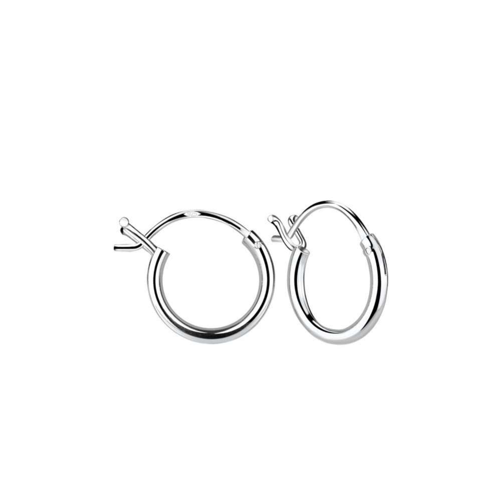 Silver French Lock Hoop Earrings