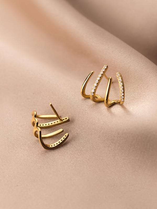 925 Sterling Silver Multi Prong Cubic Zirconia Stud Earring-1