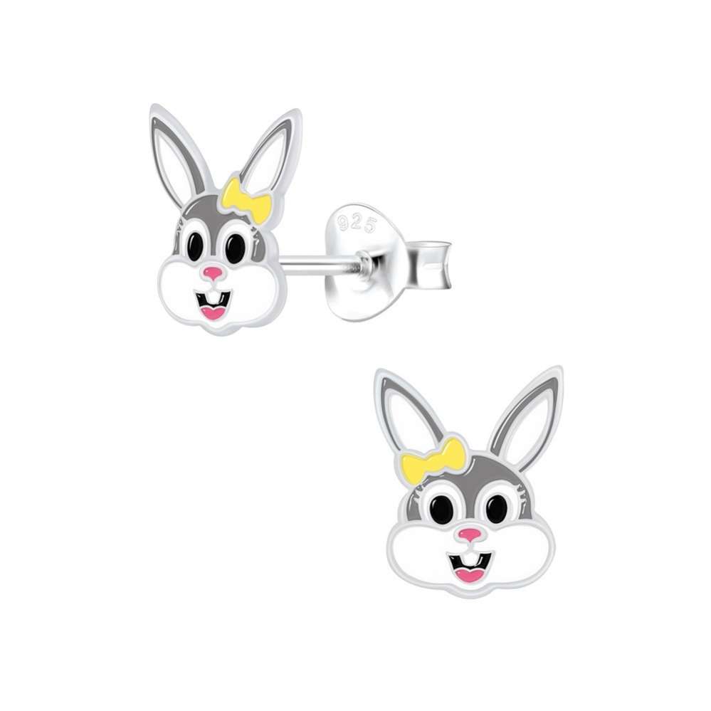 Silver Bunny Stud Earrings-0